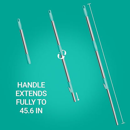 Spotzero by Milton Prime Stainless Steel Wringer Spin Mop | 360° Floor Cleaning System | 2 Microfiber Refills | Aqua Green