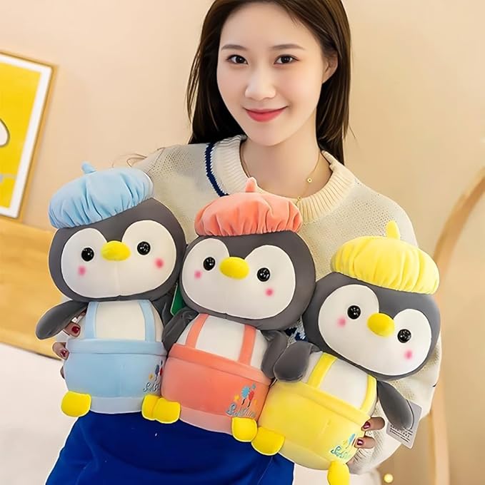 Cap Penguin Plushie Stuffed Plush Teddy Bear Soft Toy |Ideal for Birthdays & Special Occasions Girls/Boys, Baby Kids -Blue(25 Cm)