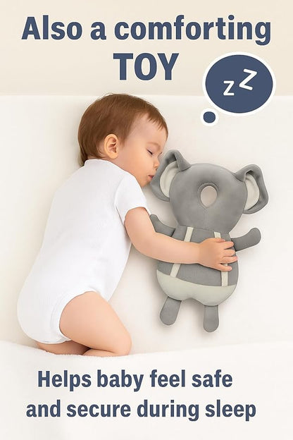 Baby Head Protector Cushion for 6–24 Months | Soft Plush Safety Backpack for Toddlers | Adjustable Straps, Anti-Fall Pillow for Infants (Elephant)