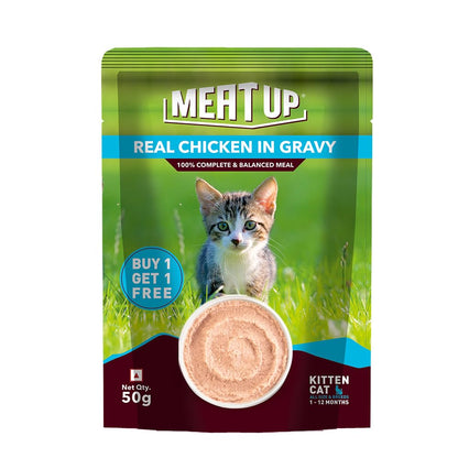 Kitten Wet Cat Food 800g (50g x 8 + 400g Free) | Real Chicken | Supports Heart & Vision | Strong Bones & Teeth | Natural Flavours | Organic Minerals & Vitamins