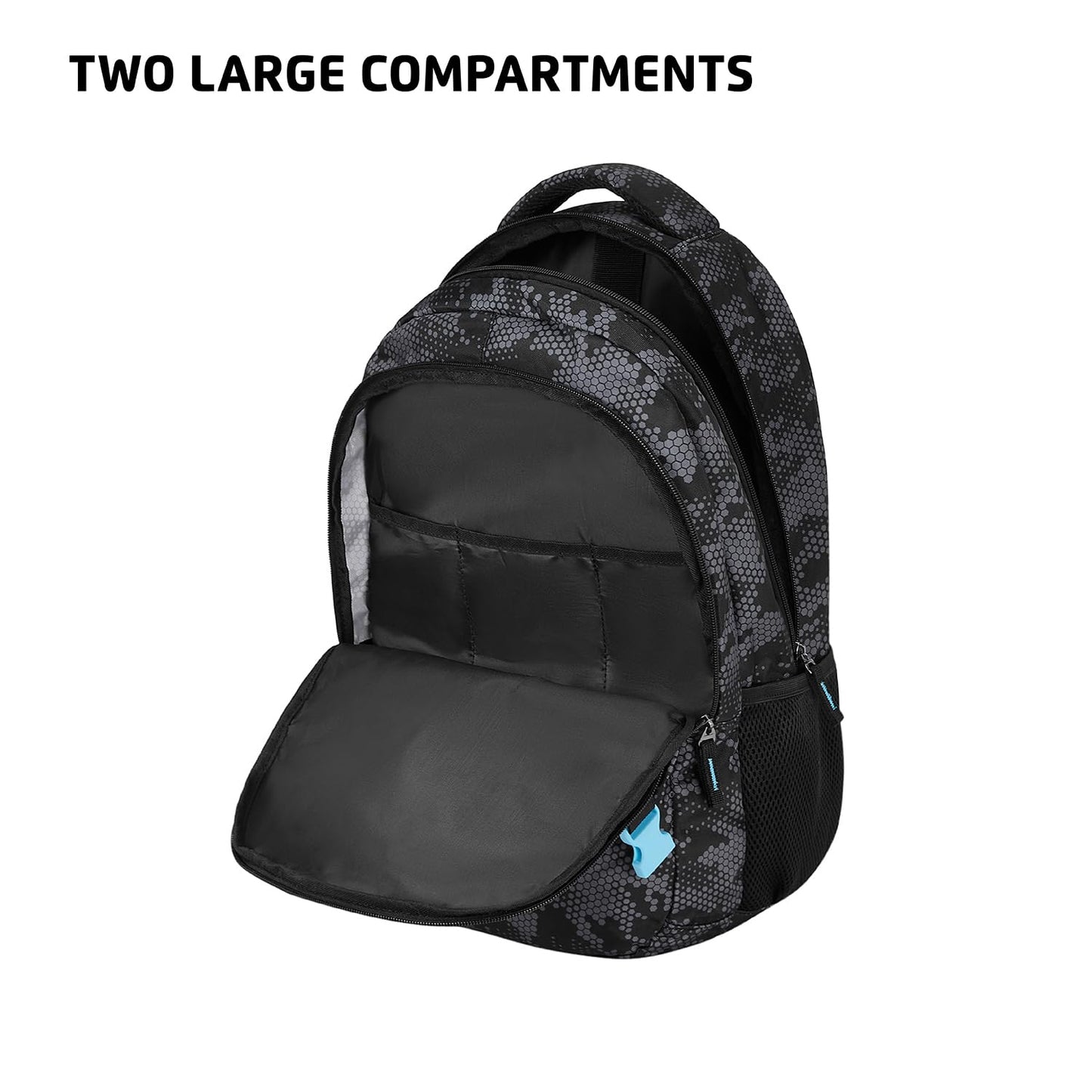 Safari Omega Plus Casual Laptop Backpack, 2 compartments, Raincover, Organizer, Full body print, Bottle holder, Front pockets Softline (Black)