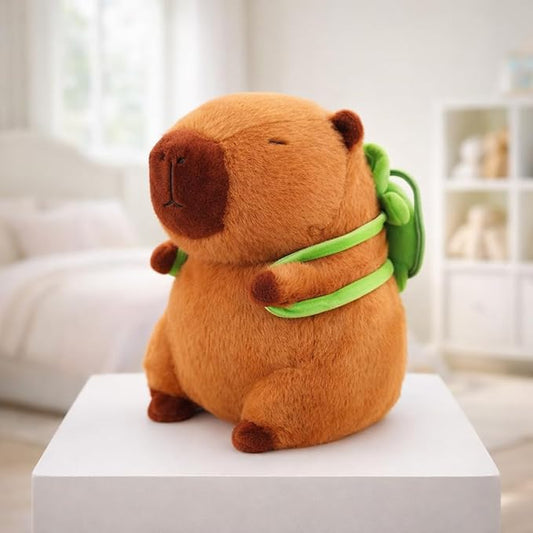 Capybara Soft Toy with Turtle Backpack – 20cm Cute Stuffed Animal Doll for Kids & Toddlers | Snuggle Toy | Gift & Décor