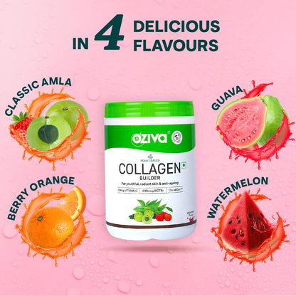 OZiva Vegan Collagen (Guava Glow) for Skin, Hair & Nails | Plant-Based Collagen Peptides Supplement for Men & Women | Non-GMO, No Sugar Added