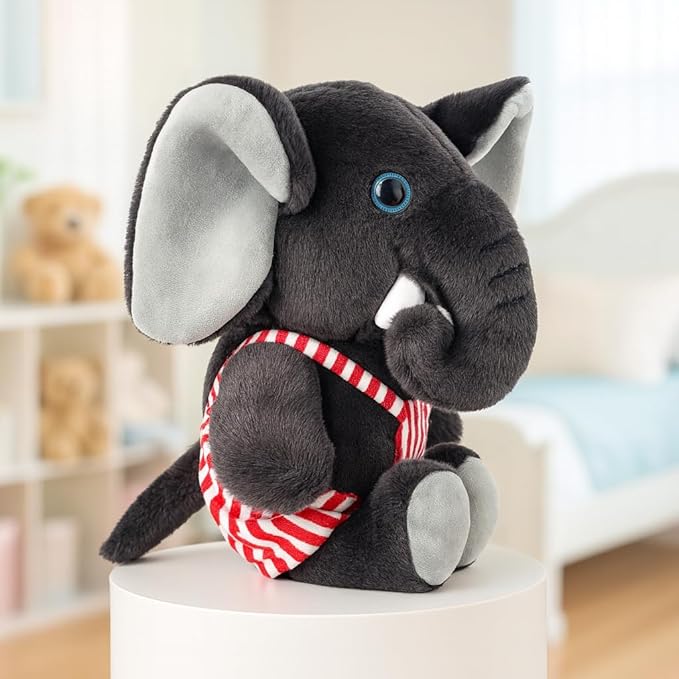 Dangri Elephant Stuffed Plush Animal | Teddy Bear Soft Toy |Ideal for Birthdays & Special Occasions Girls/Boys, Baby Kids -(Dark Coffee, 38Cm)