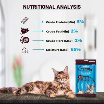 Cat Creamy Lickable Treat (15g x 5 Sachets) 75g + 75g Total 150g| Real Chicken | All Breeds | Supports Immune Function | Supports Skin, Coat & Muscle Health