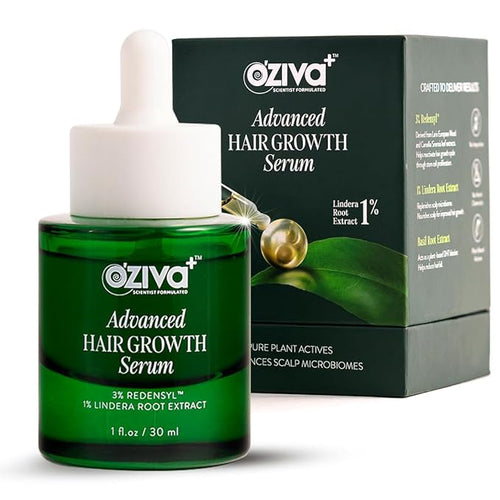 OZiva+ Advanced Hair Growth Serum with 3% Redensyl & 1% Lindera Root Extract | Balances Scalp Microbiome & Activates Hair Growth | Scientist Formulated with Pure Plant Actives | No side effects | 30ml