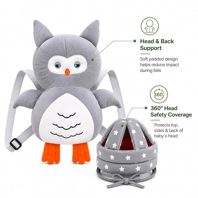Baby Back Protector Pillow with Head Safety Hat Combo for Toddlers