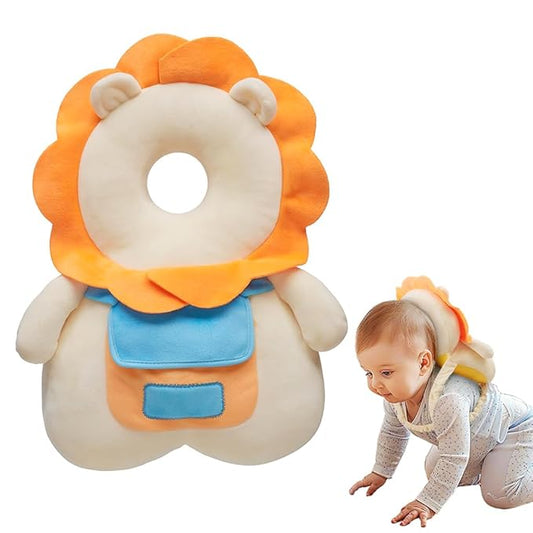 Baby Head Protector Cute Soft Cotton Cushioning Baby Head Protector Backpack Built in Squeeze Sound Toy Toddler Head Safety Backpack for Walking, 20x30cm