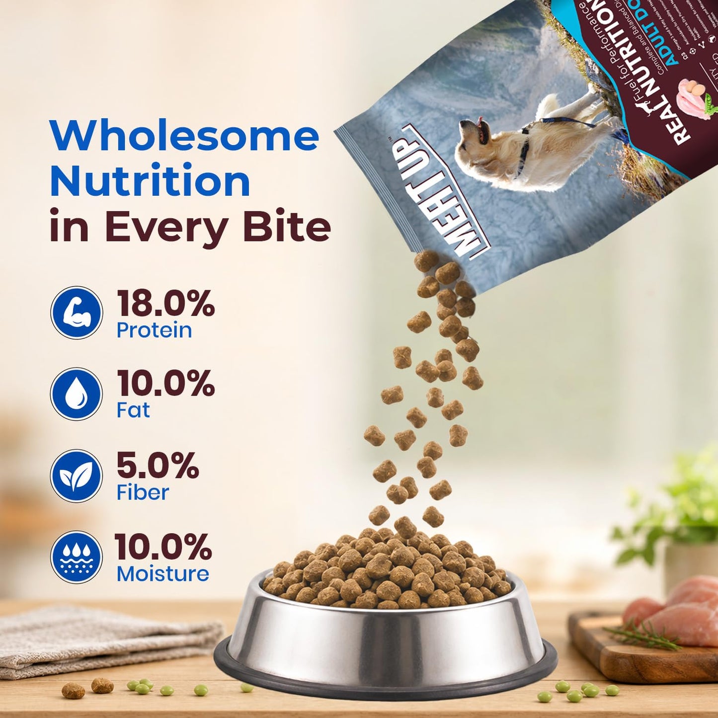 Adult Dry Dog Food 6kg (3kg + 3kg) | Chicken Flavour | Glucosamine for Healthy Joints & Bones | Enriched with Vitamins & Minerals | Supports Digestive Health