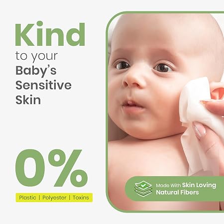 Mother Sparsh Natural Care Water Baby Wipes with Lid | 100% Plant Made Fabric From Forest Land | Fresh+Cleanse (with Cucumber) Plant Powered Wet Wipes For...
