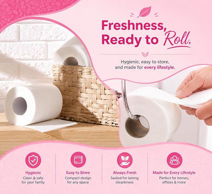 Softouch 3 Ply Toilet Tissue Roll Family Pack | 6 Rolls | 960 Pulls | Soft & Highly Absorbent | Virgin Cellulose Fiber