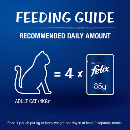 Felix Wet Food for Adult Cats | Tuna, Salmon & Chicken in Jelly | Complete and Balanced Cat Food | 36 x 85g (Pack of 36)