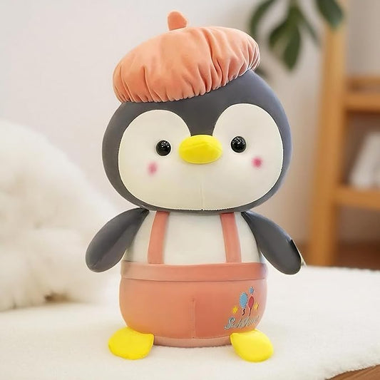 Cap Penguin Plushie Stuffed Plush Teddy Bear Soft Toy |Ideal for Birthdays & Special Occasions Girls/Boys, Baby Kids -Pink(25 Cm)