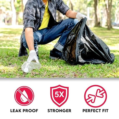 Bindian Heavy Duty Garbage Bags | Small Size 43 × 48 cm (17 × 19 in) | Leak-Proof Black Trash Bags | 90 Bags (3 Rolls)