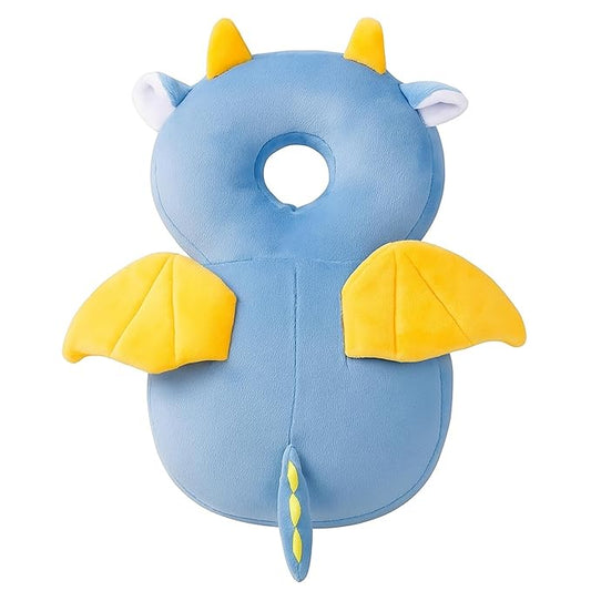 Baby Head Protector Cushion for 6–24 Months | Soft Plush Safety Backpack for Toddlers | Adjustable Straps, Anti-Fall Pillow for Infants (Dragon)