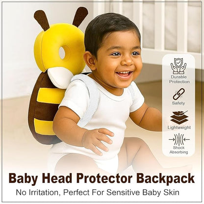 Baby Back Protector with Head Protective Hat Combo Set, Cute Honey Bee Shape Soft Cushioning