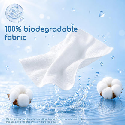 Little's 99.9% Pure Water AquaSense Baby Wipes | Unscented | with Aloe Vera | Pack of 4 X 72 Wipes | Plant-based | 100% Biodegradable | No Paraben