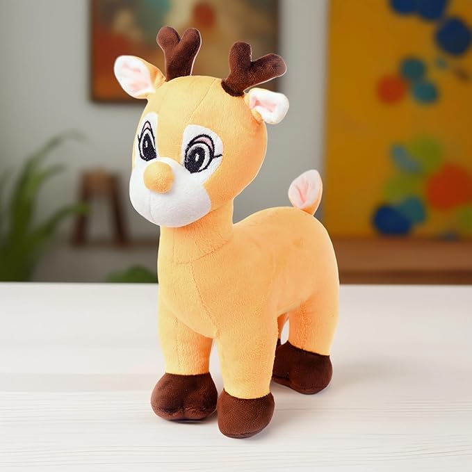 Deer Stuffed Plush Animal | Teddy Bear Soft Toy |Ideal for Birthdays & Special Occasions Girls/Boys, Baby Kids -Yellow, 30Cm