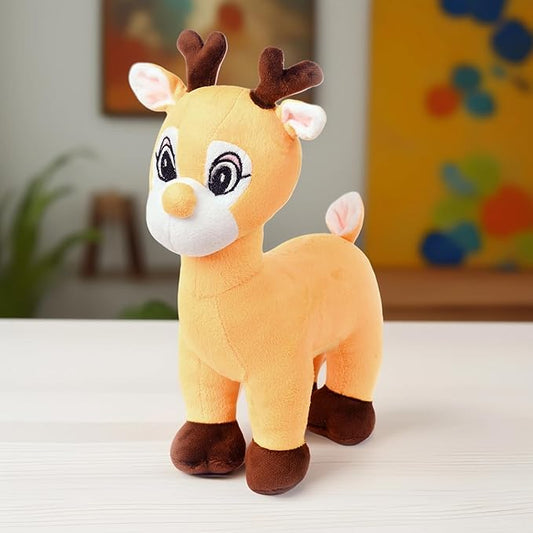 Deer Stuffed Plush Animal | Teddy Bear Soft Toy |Ideal for Birthdays & Special Occasions Girls/Boys, Baby Kids -Yellow, 30Cm