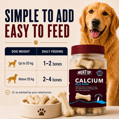 Calcium Bone Supplement Dog Treats (240g + 240g) 480g | Pack of 30 Pieces | Supports Strong Gums & Jaws | Helps Maintain Clean Teeth | 100% Digestible & Safe