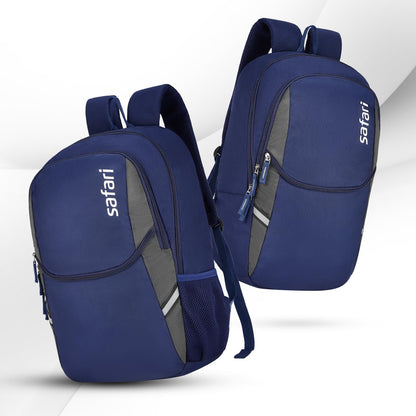 Click to see full view Safari Nudge Laptop Backpack for men & women, school bag for boys and girls, college bag, office bag, travel bag, 3 compartments, Bottle holder, Front pocket, Color Blue