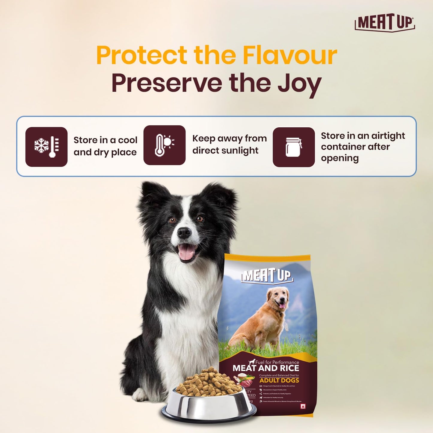 Meat and Rice Adult Dry Dog Food, Total 6 kg