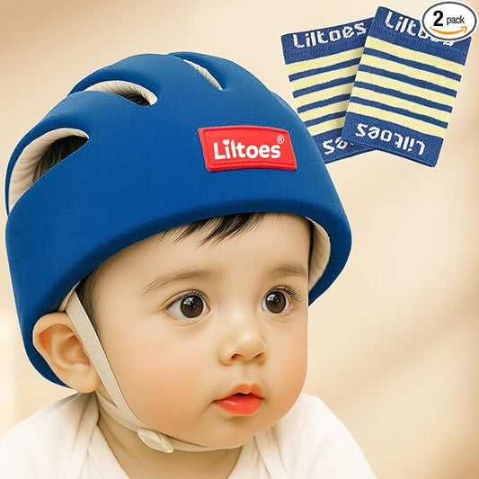 Baby Head Protector for Safety of Kids 6M to 60M- Baby Safety Helmet with Proper Air Ventilation & Corner Guard Protection + Baby Kneepads for Crawling