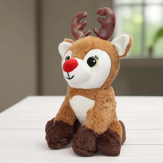 Raindeer Stuffed Plush Animal | Teddy Bear Soft Toy |Ideal for Birthdays & Special Occasions Girls/Boys, Baby Kids -Brown, 28Cm