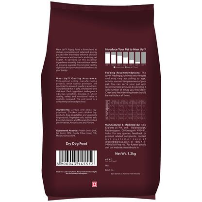 Puppy Dry Dog Food, 1.2 kg + 1.2 kg Total 2.4 kg Pack