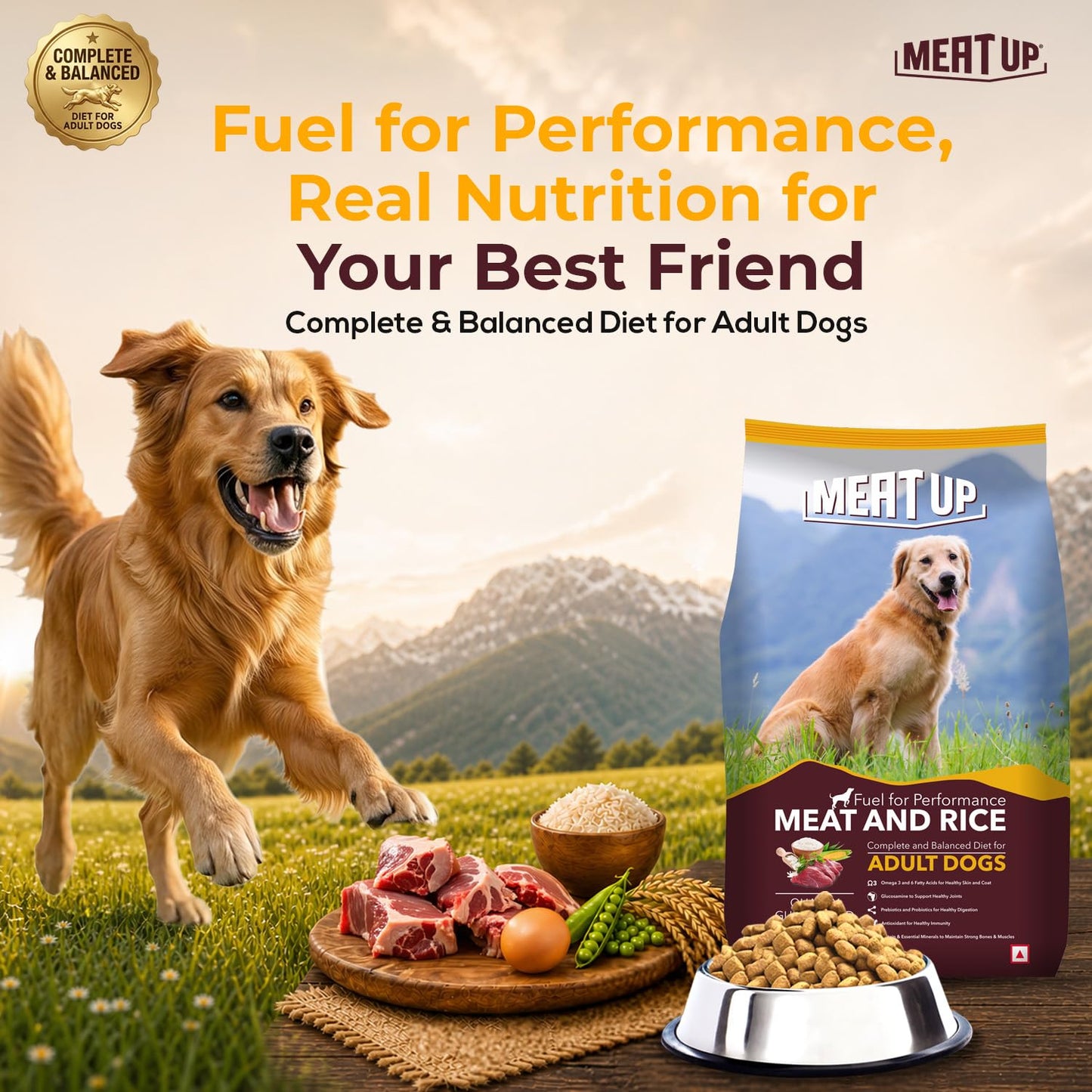 Meat and Rice Adult Dry Dog Food, Total 6 kg