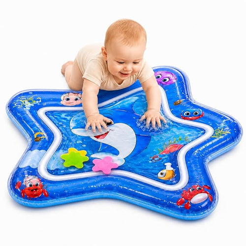 Tummy Time Water Mat for Babies | Brain Development & Sensory Toys for Infants 3-12 Months | Star Shape Mat with Floating Water Toys | Newborns & Perfect Baby Arrival Gift, Multicolor