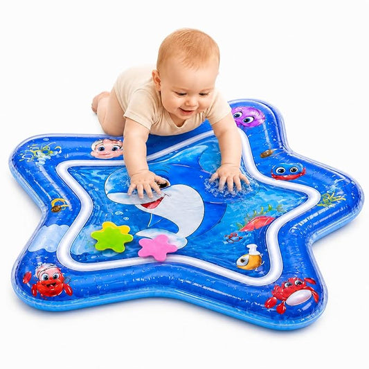 Tummy Time Water Mat for Babies | Brain Development & Sensory Toys for Infants 3-12 Months | Star Shape Mat with Floating Water Toys | Newborns & Perfect Baby Arrival Gift, Multicolor