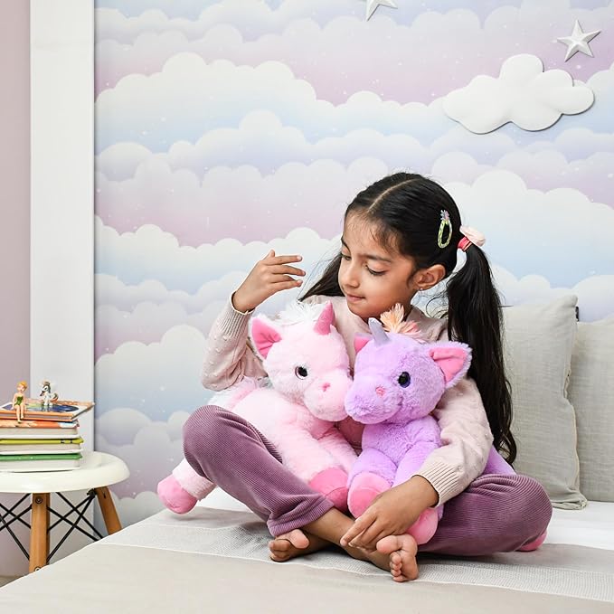 Pink Unicorn Soft Toy – 45cm | Super Soft Floppy Plush with Glittery Horn & Sparkling Details | Adorable Stuffed Animal Toy for Kids & Girls Room Décor