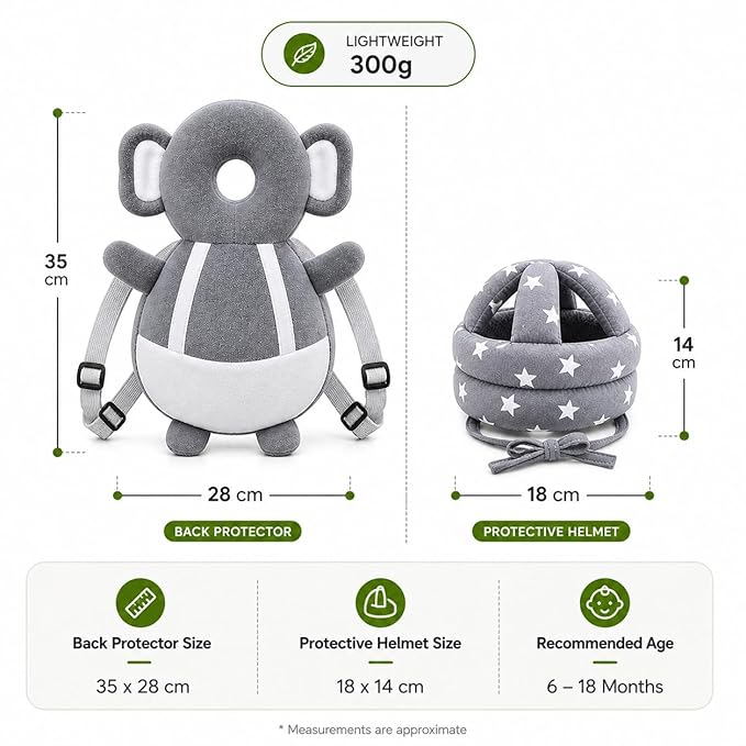 Baby Back Protector Pillow with Head Safety Hat Combo for Toddlers