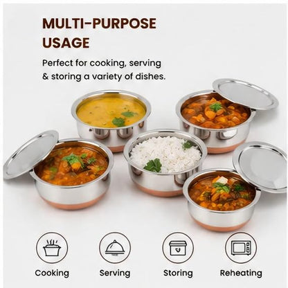 Stainless Steel Bowl Set with Airtight Lids | Heavy-Duty Mixing & Serving Bowls | Mirror Finish | 5-Piece Set