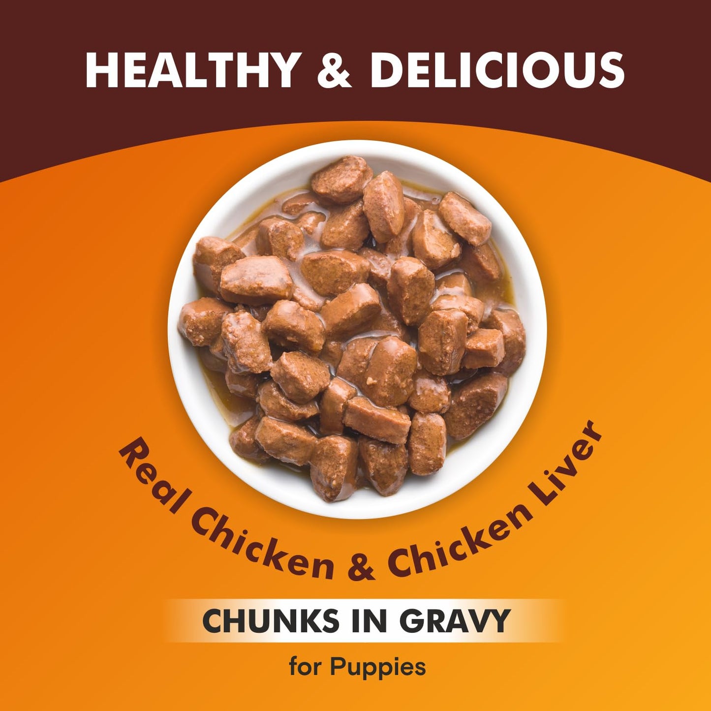 Puppy Wet Dog Food (8 x 70g) 560g + 560g Free, Total 1.12kg | Real Chicken in Gravy | Supports Digestion | Boosts Vitality | Complete & Balanced Meal