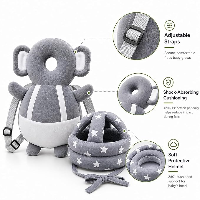 Baby Back Protector Pillow with Head Safety Hat Combo for Toddlers