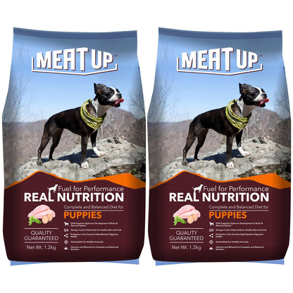 Puppy Dry Dog Food, 1.2 kg + 1.2 kg Total 2.4 kg Pack