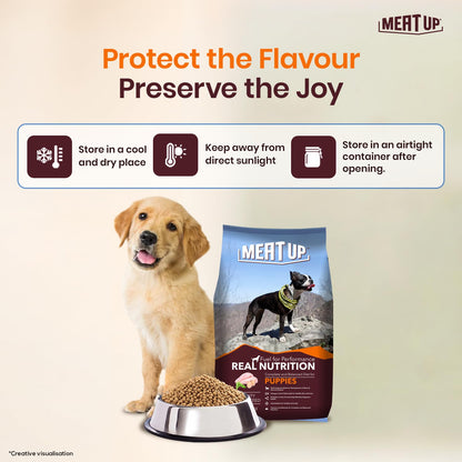 Puppy Dry Dog Food 20kg (10kg + 10kg) | Real Chicken Flavor | Supports Brain & Nervous System Development | Promotes Digestive Health | Enriched with Vitamins and Minerals