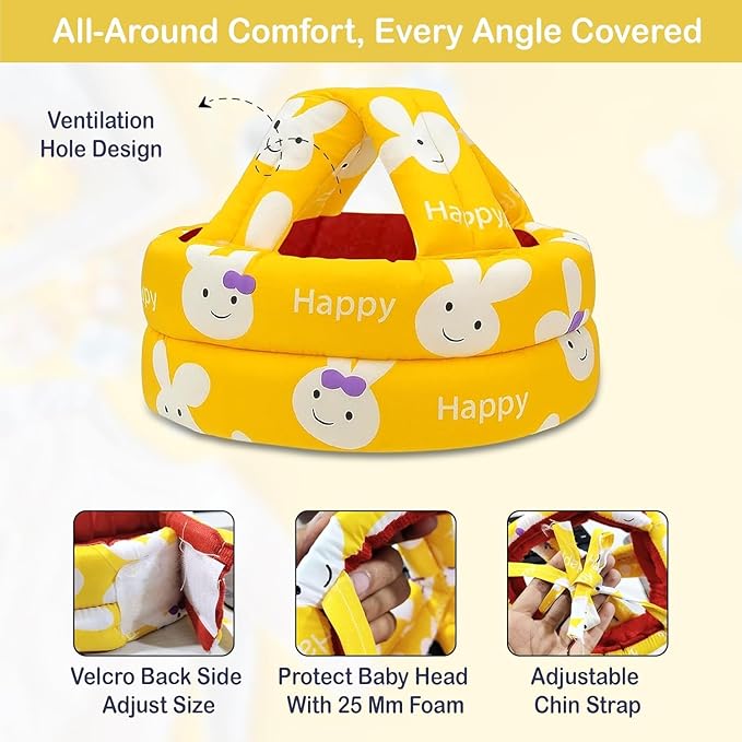 Baby Back Protector with Head Protective Hat Combo Set, Cute Honey Bee Shape Soft Cushioning