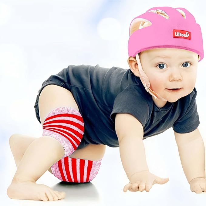 Baby Head Protector for Safety of Kids 6M to 3 Years- Baby Safety Helmet with Proper Air Ventilation & Corner Guard Protection + Baby Kneepads for Crawling Pink