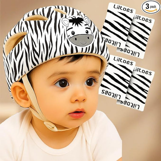 Baby Head Protector for Safety of Kids 6M to 3 Years- Baby Safety Helmet with Proper Air Ventilation & Corner Guard Protection + 1 Pair Knee Pad + 1 Pair Elbow Pad