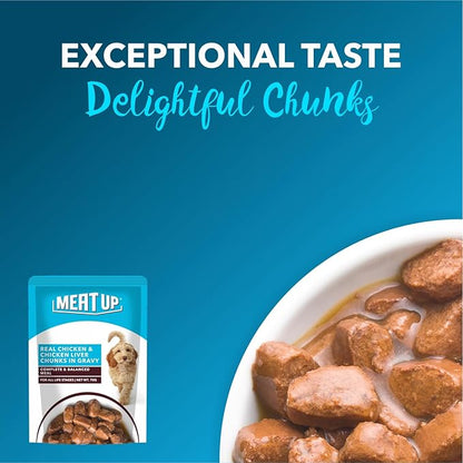 Adult Wet Dog Food (8 x 70g) 560g + 560g (Free) 1120g| Real Chicken in Gravy | Healthy Digestion | Promotes Health & Vitality | Complete and Balanced Meal