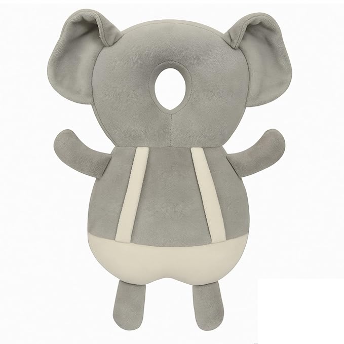 Baby Head Protector Cushion for 6–24 Months | Soft Plush Safety Backpack for Toddlers | Adjustable Straps, Anti-Fall Pillow for Infants (Elephant)