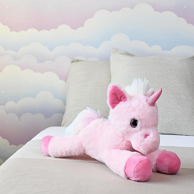 Pink Unicorn Soft Toy – 45cm | Super Soft Floppy Plush with Glittery Horn & Sparkling Details | Adorable Stuffed Animal Toy for Kids & Girls Room Décor