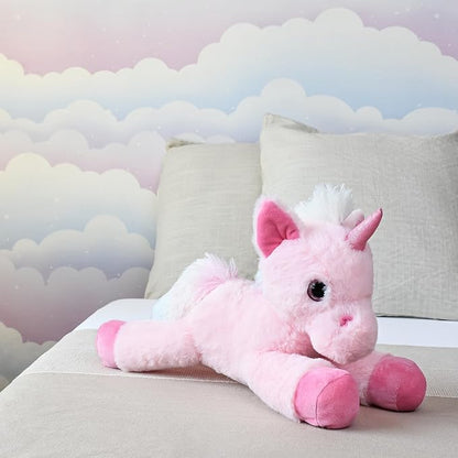 Pink Unicorn Soft Toy – 45cm | Super Soft Floppy Plush with Glittery Horn & Sparkling Details | Adorable Stuffed Animal Toy for Kids & Girls Room Décor
