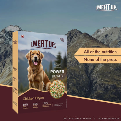 Fresh Dog Food Chicken Biryani 300g | High Protein, 65% Real Chicken, 35% Rice & Veggies | No Preservatives | Ready to Serve | All Breeds | Single-Serve Meal
