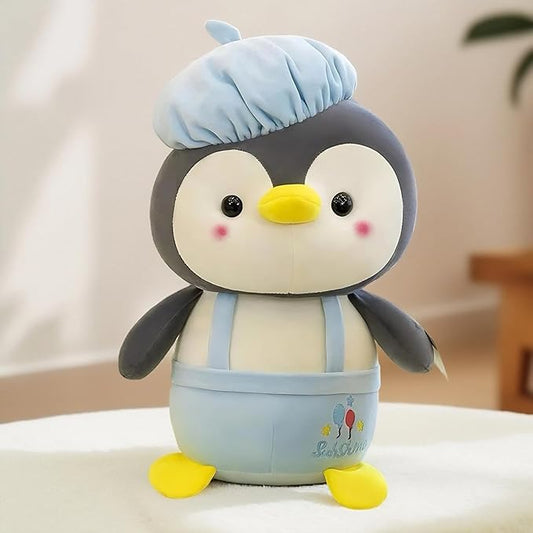 Cap Penguin Plushie Stuffed Plush Teddy Bear Soft Toy |Ideal for Birthdays & Special Occasions Girls/Boys, Baby Kids -Blue(25 Cm)