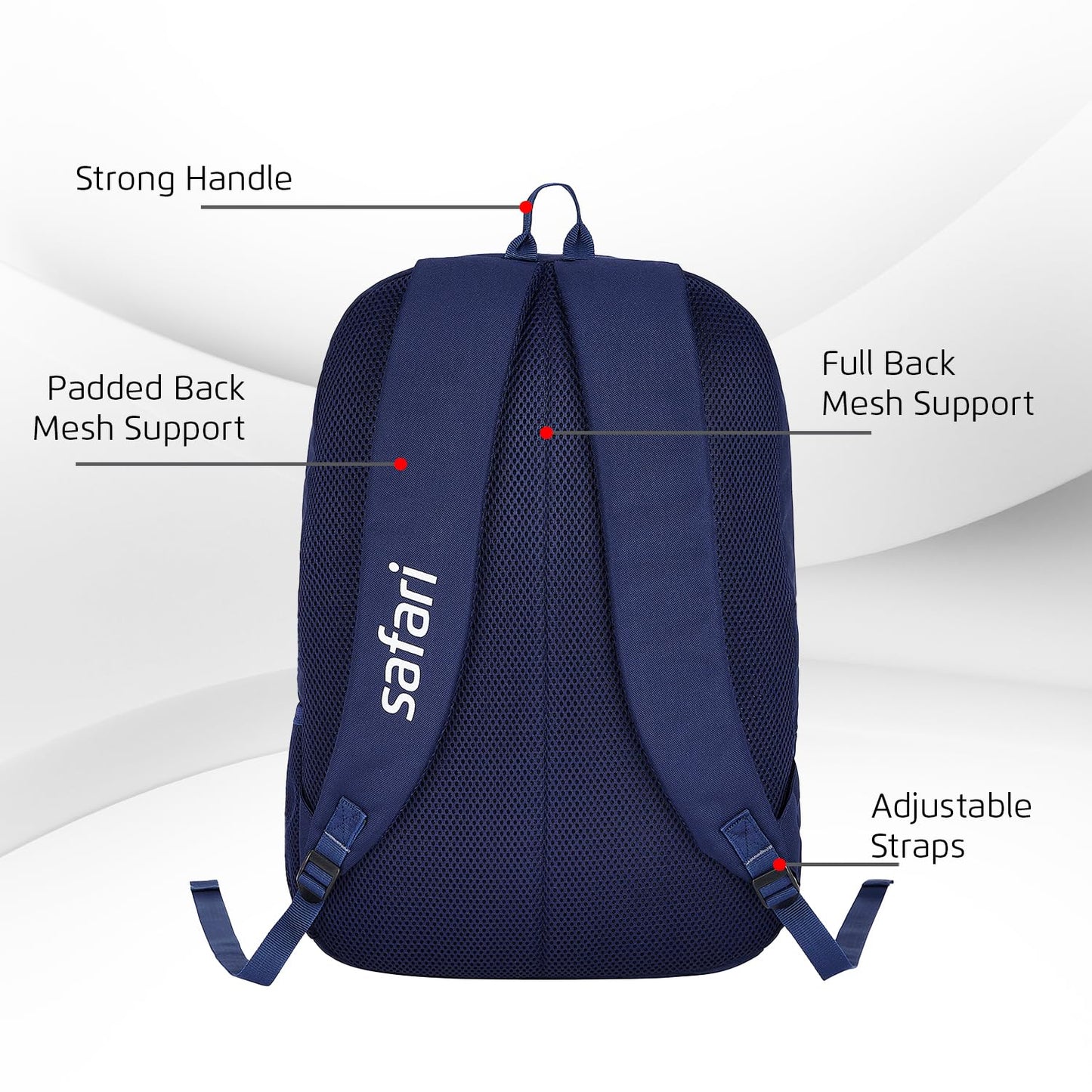 Click to see full view Safari Nudge Laptop Backpack for men & women, school bag for boys and girls, college bag, office bag, travel bag, 3 compartments, Bottle holder, Front pocket, Color Blue
