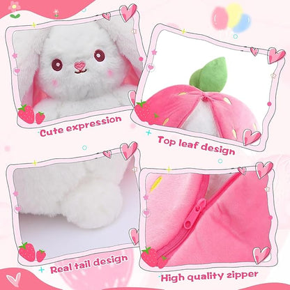 Reversible Bunny Rabbit with Chain Stuffed Plush Animal | Teddy Bear Soft Toy |Ideal for Birthdays & Special Occasions Girls/Boys, Baby Kids -Pink, 30Cm